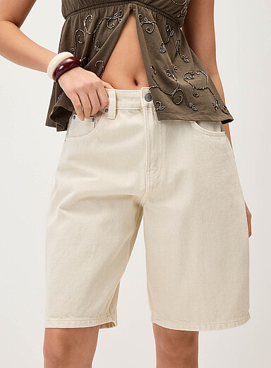 Accent seam denim jorts - Simons