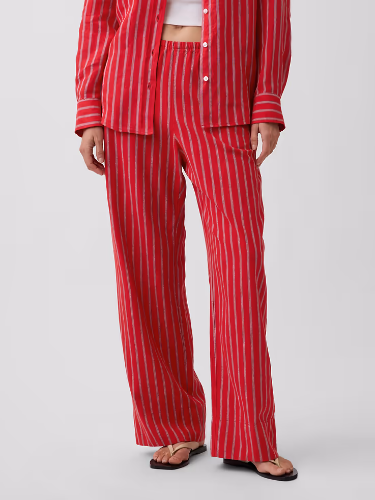 Comfortable Wide Leg Linen Blend Pants - Gap