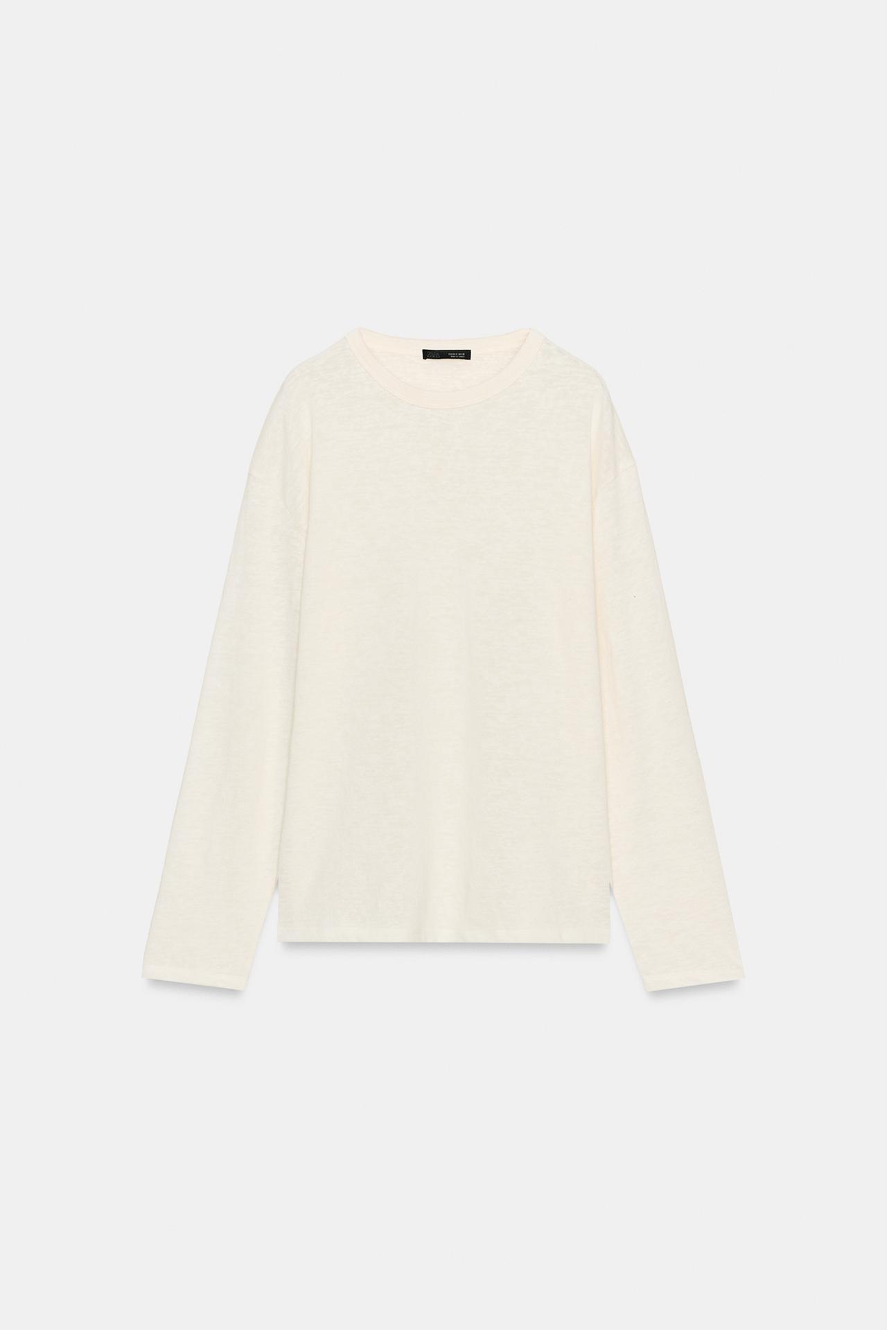 RUSTIC LONG-SLEEVED T-SHIRT - Zara