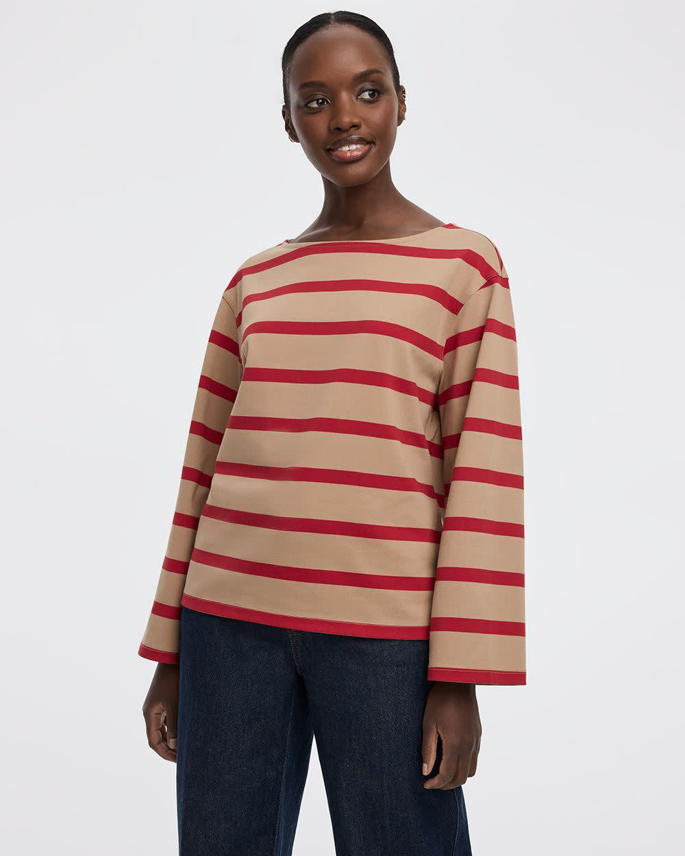 Long-sleeved top with boat neck - Reitmans
