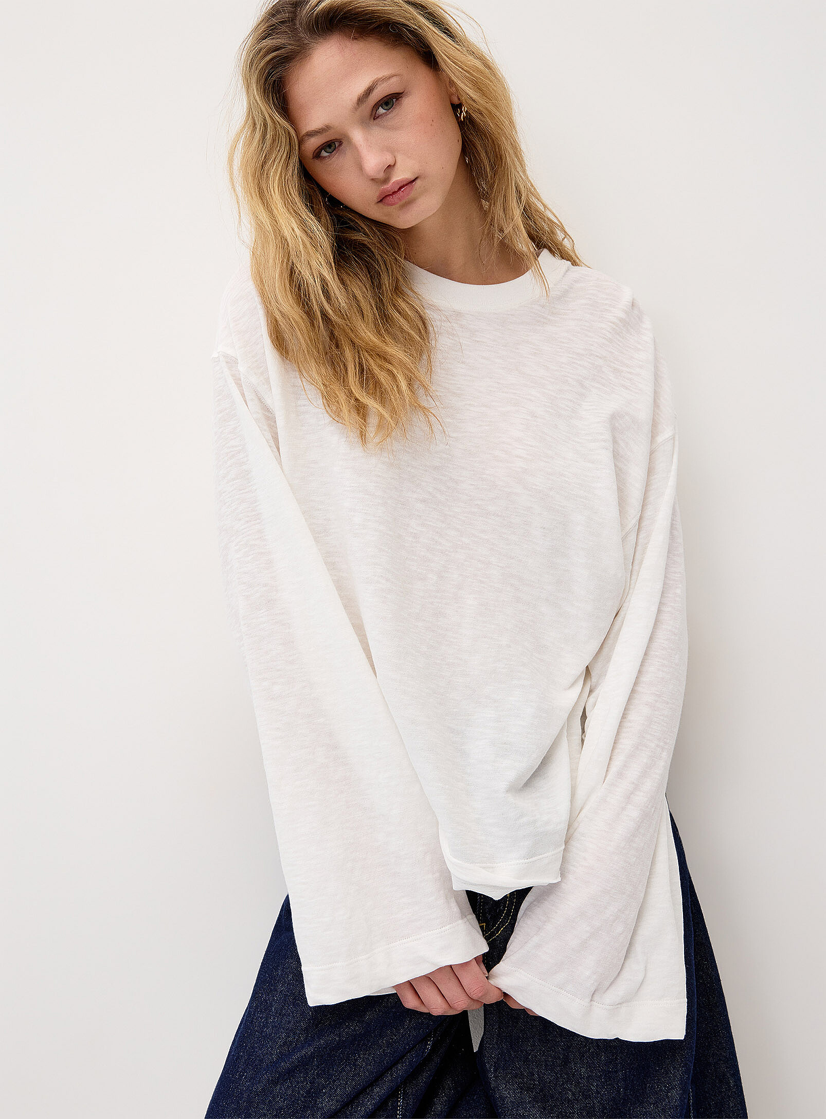 Twik scissor-edge slub long-sleeved t-shirt - Simons