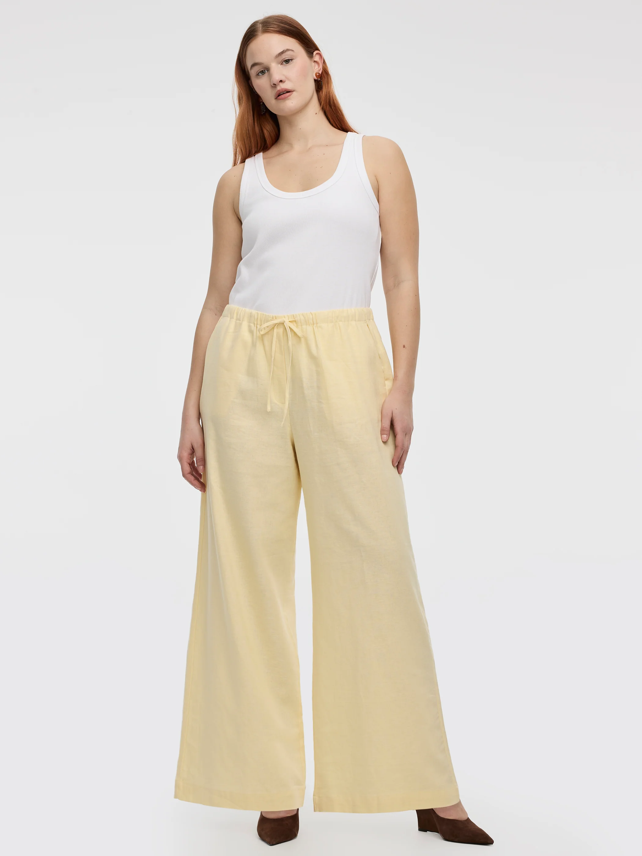 Wide Leg Linen Blend Trousers - Reitmans